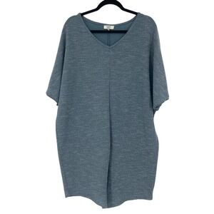 Hayden Waffle Knit Blue Tunic Dress Lagenlook Coastal Beach Womens 1X